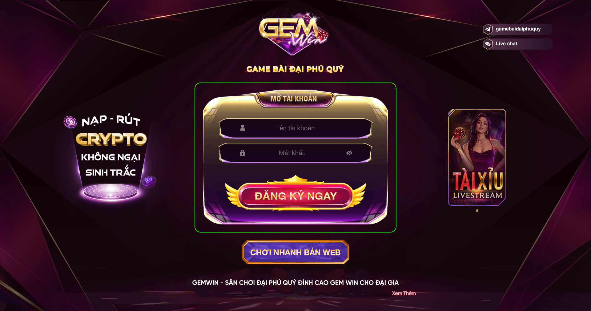 Hướng dẫn đăng ký trên nhà game